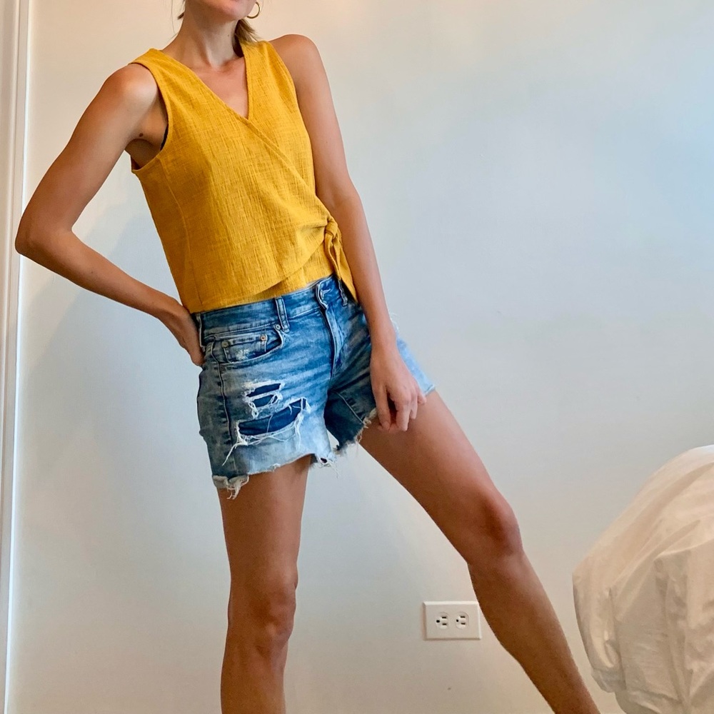 Madewell mustard wrap style tank